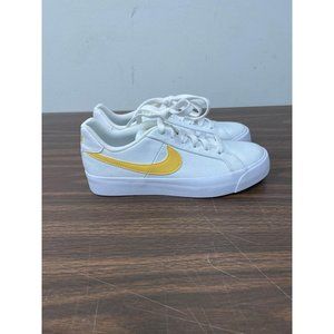NIKE WOMENS COURT ROYALE AC SNEAKER - WHITE/YELLOW - Size 5.5